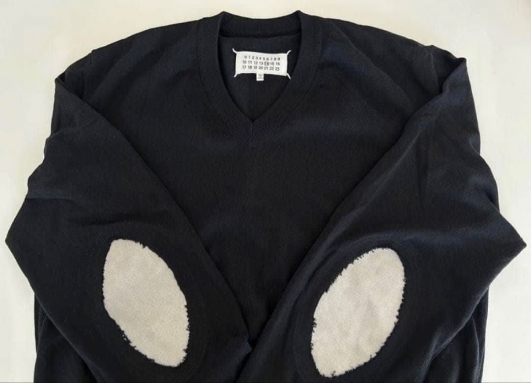 maison margiela エルボーパッチ　Vネックセーター