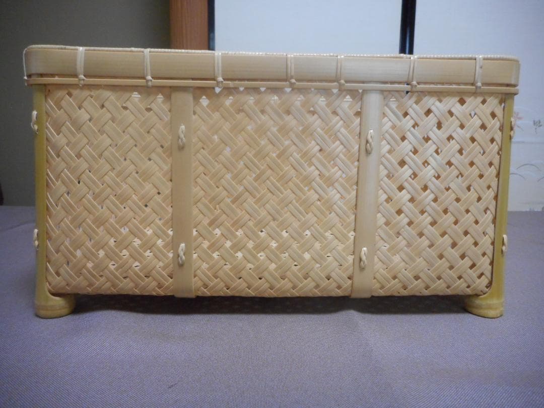 【竹細工】あむ 四ツ目編み収納かご