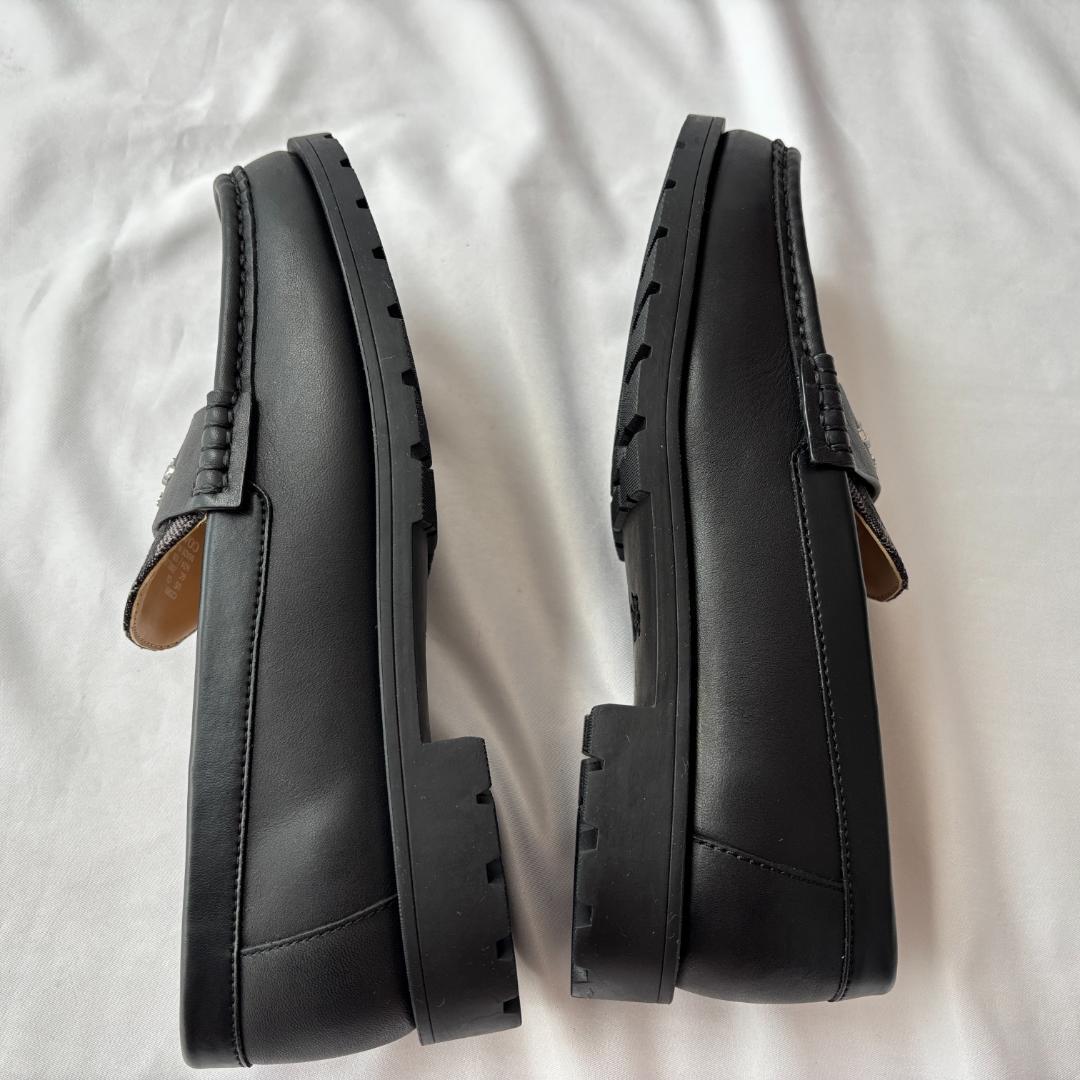未使用 COACH コーチ シグネチャー ローファー お洒落 ブラック 23cm