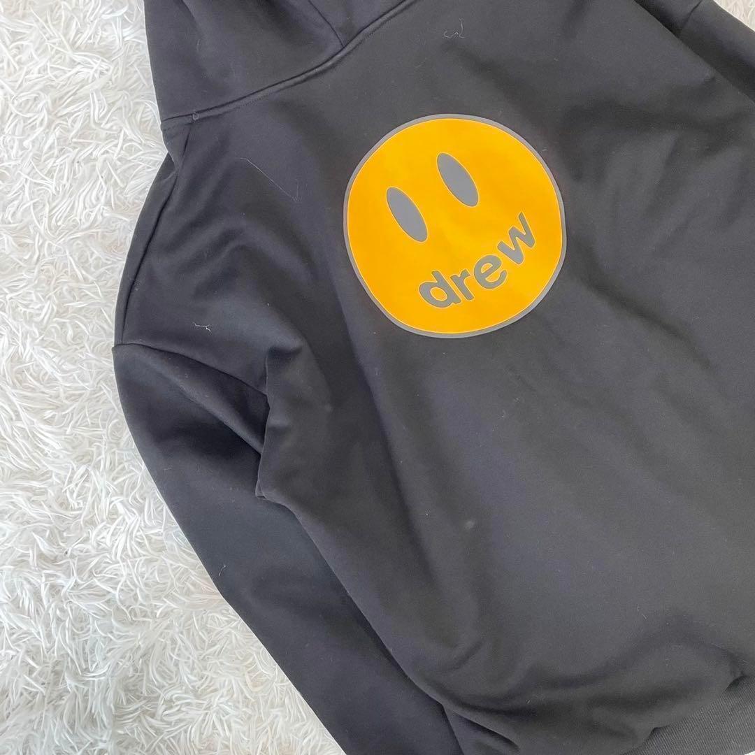 美品drew house フーディー パーカー Lニコちゃんロゴバックプリント黒