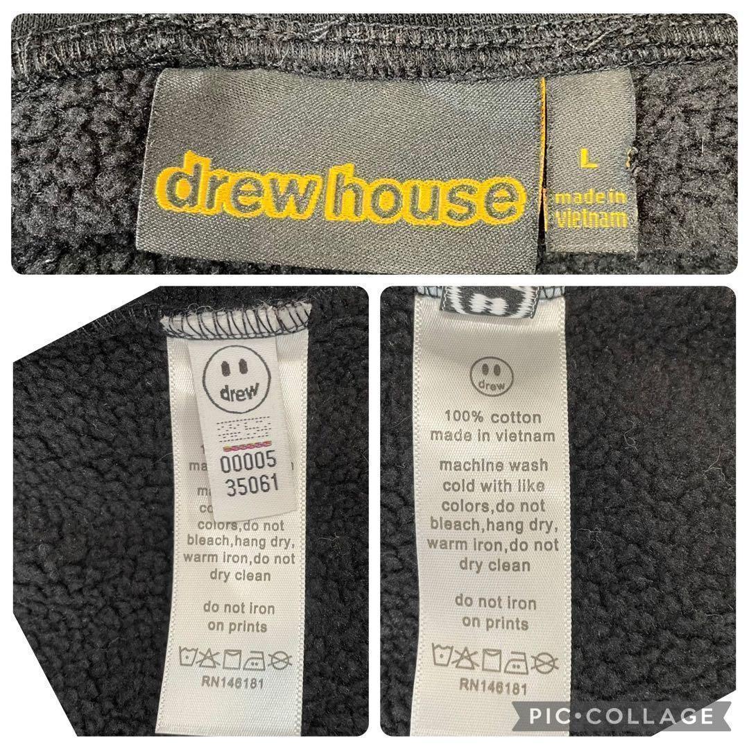 美品drew house フーディー パーカー Lニコちゃんロゴバックプリント黒