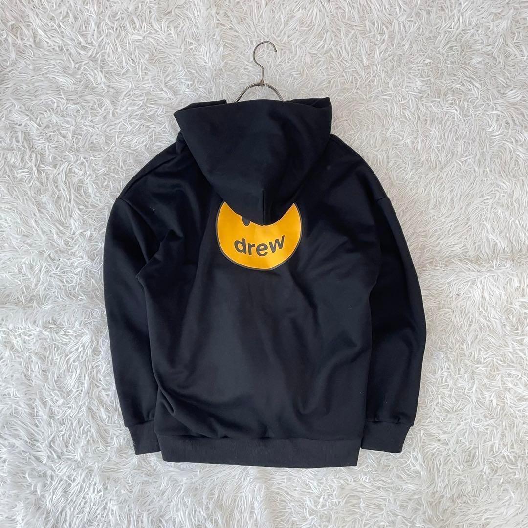 美品drew house フーディー パーカー Lニコちゃんロゴバックプリント黒