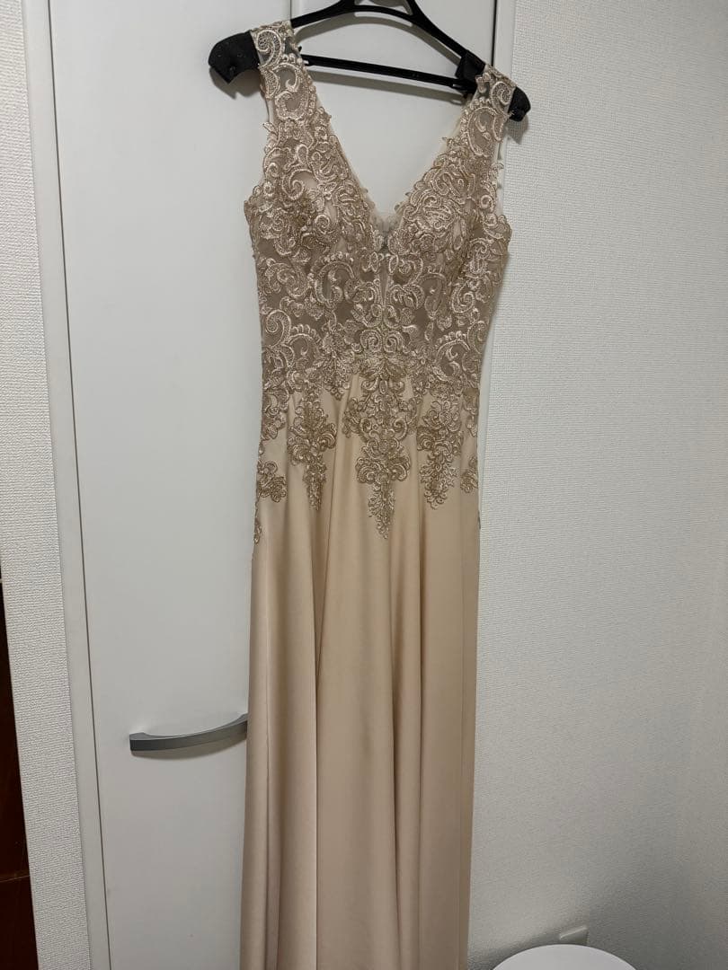 Settan レース装飾 ベージュ ロングドレス　クリーニング済み