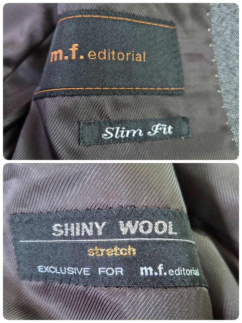 美品 エムエフエディトリアル 3ピース スーツ シャイニーウール サイズS