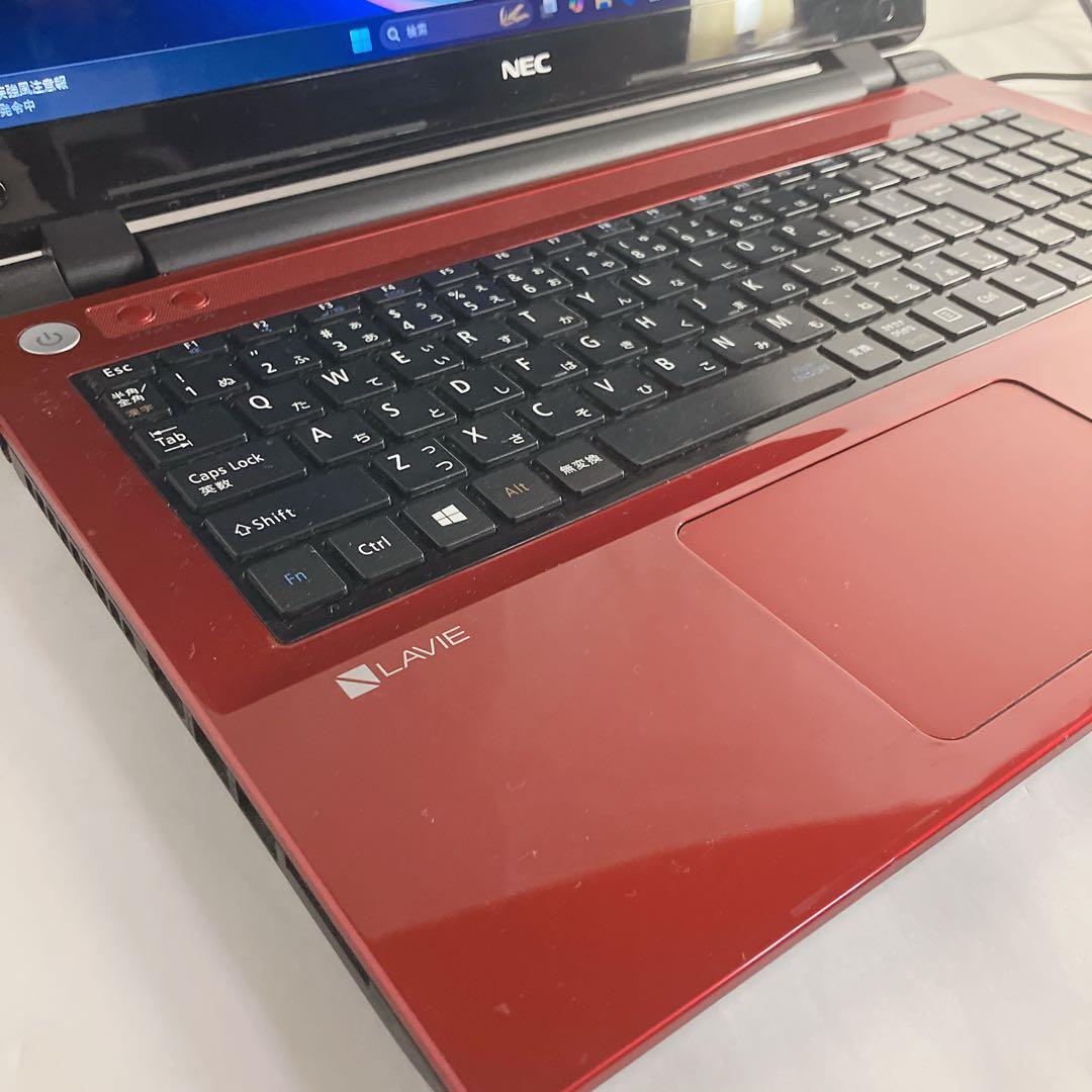 人気レッド　win11　大容量１TB　LAVIE カメラdvd搭載　ノートPC