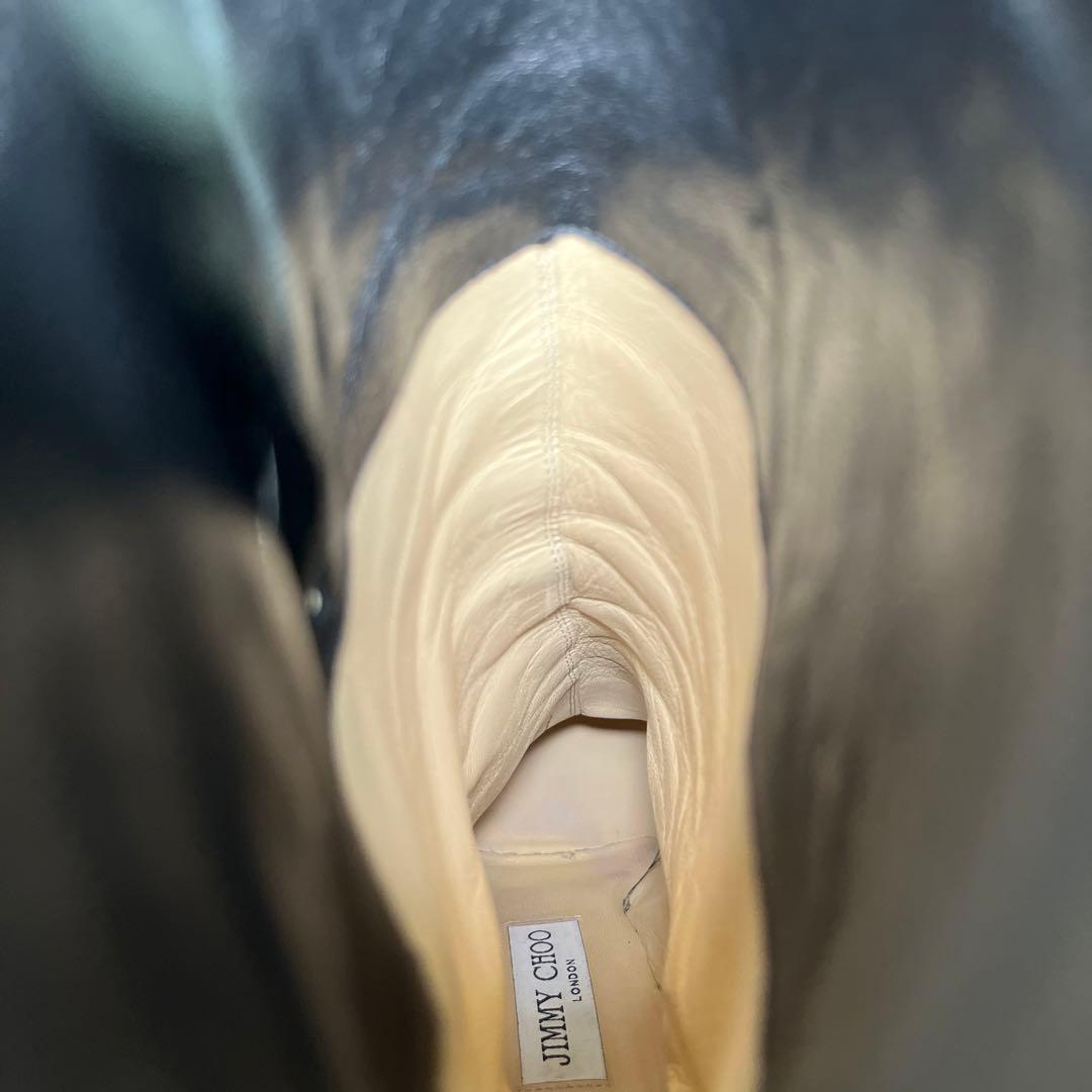 美品 ジミーチュウ エンジニアブーツ ピンヒール ブラック レザー バックル