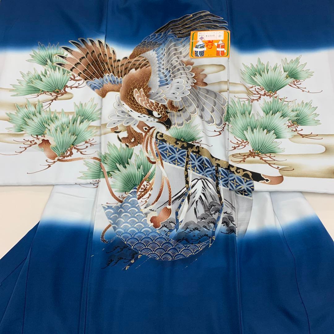 J紋入れ込み最高級新品正絹産着京友禅染分手描き美術、特撰大鷹祝い松古典文