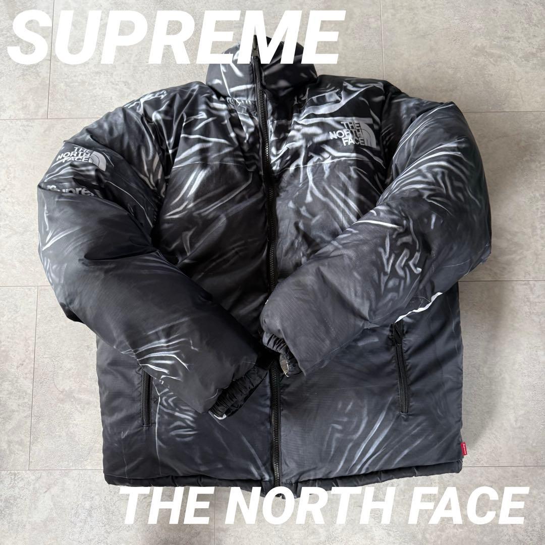 Supreme ノースフェイス　ダウンジャケット　ヌプシ　黒　M 騙し絵ヌプシ