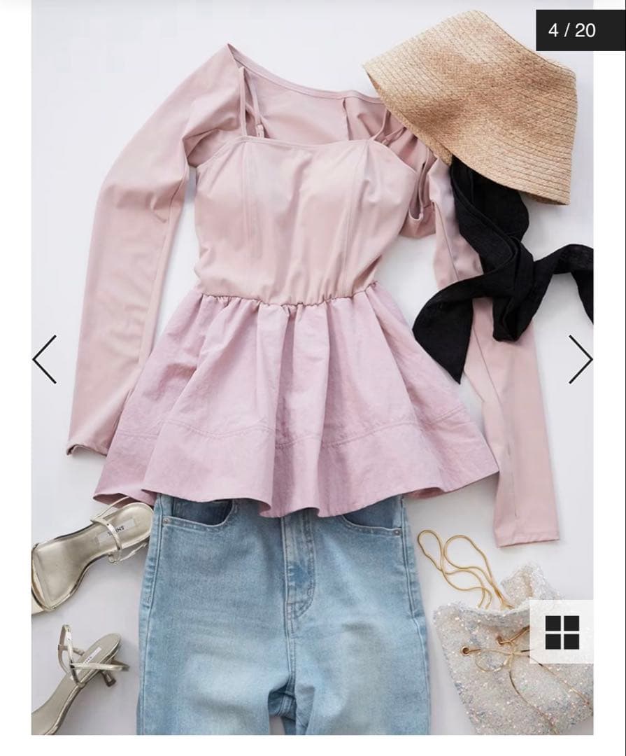 3ピーススウィムウェア　ピンク　水着　ビキニ　ラッシュガード