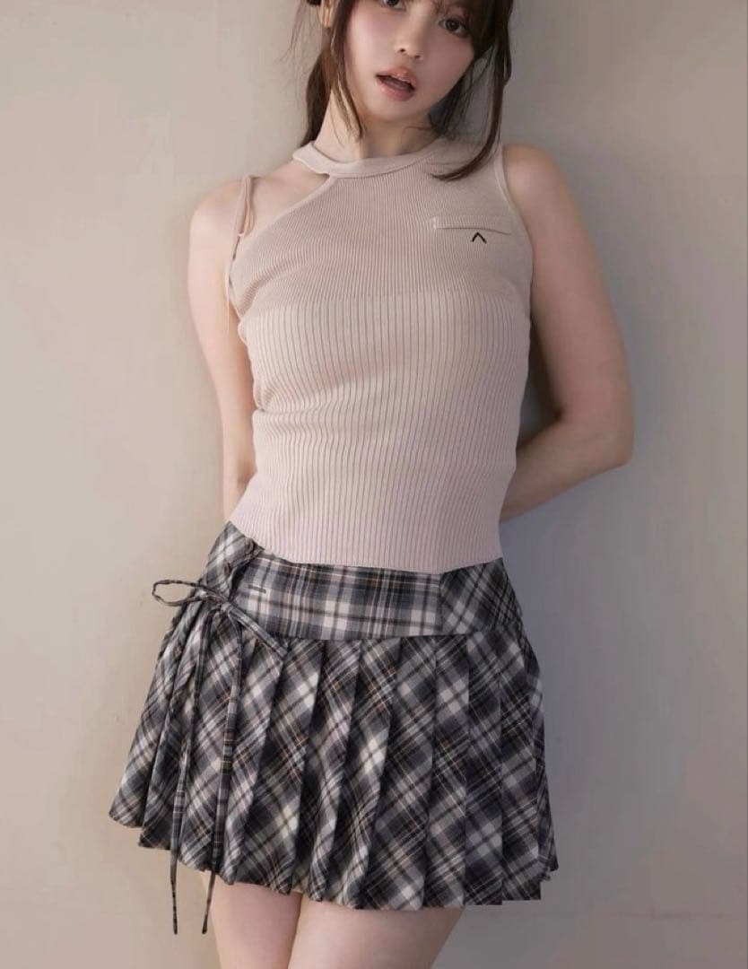 Jade highwaist mini skirt check 新品　S