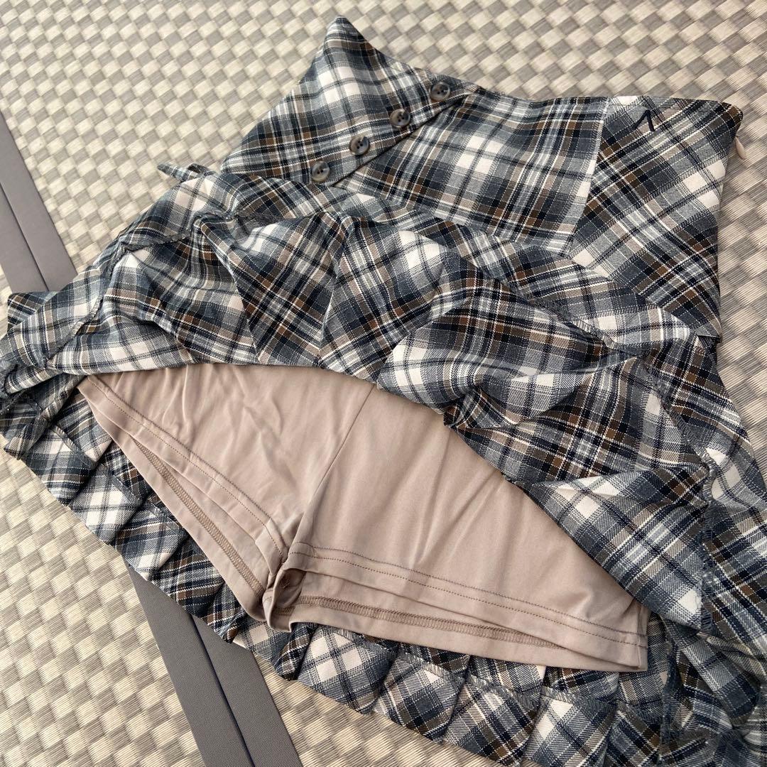 Jade highwaist mini skirt check 新品　S