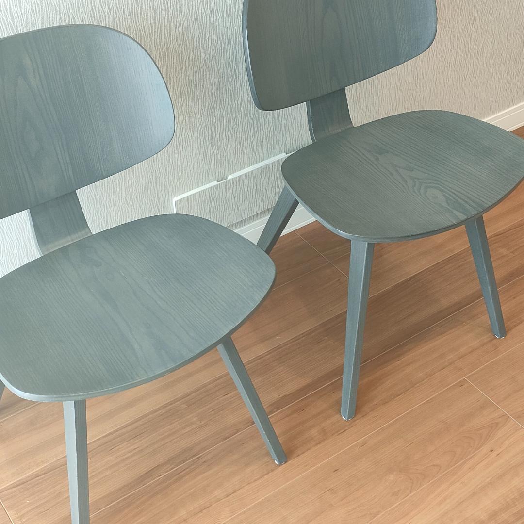 藤栄　カマーWチェア　2脚セット　ダイニングチェア　天然木