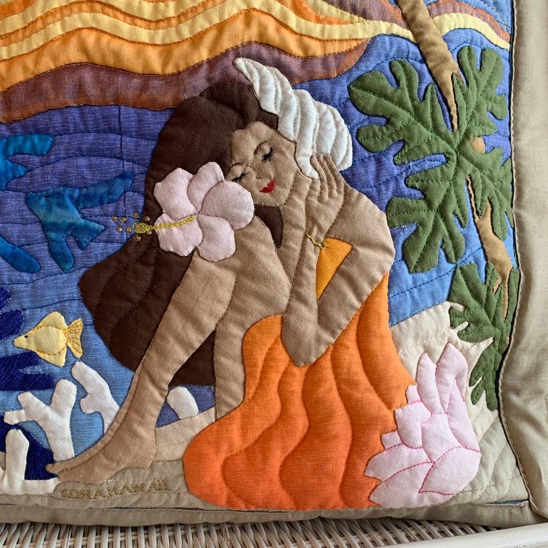 ハワイアンキルト　バッグ　タペストリー　フラガール 鳥　ハワイ　オーダー