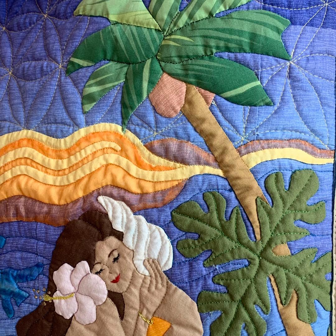 ハワイアンキルト　バッグ　タペストリー　フラガール 鳥　ハワイ　オーダー