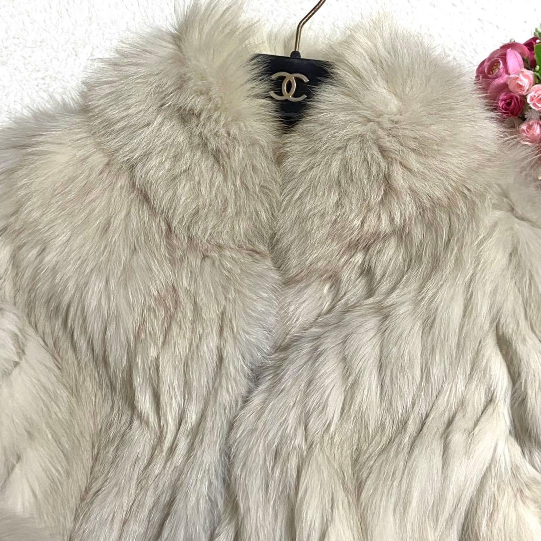 【美品】 フォックスファー 本毛皮 コート サイズ9号 ボリューム◎