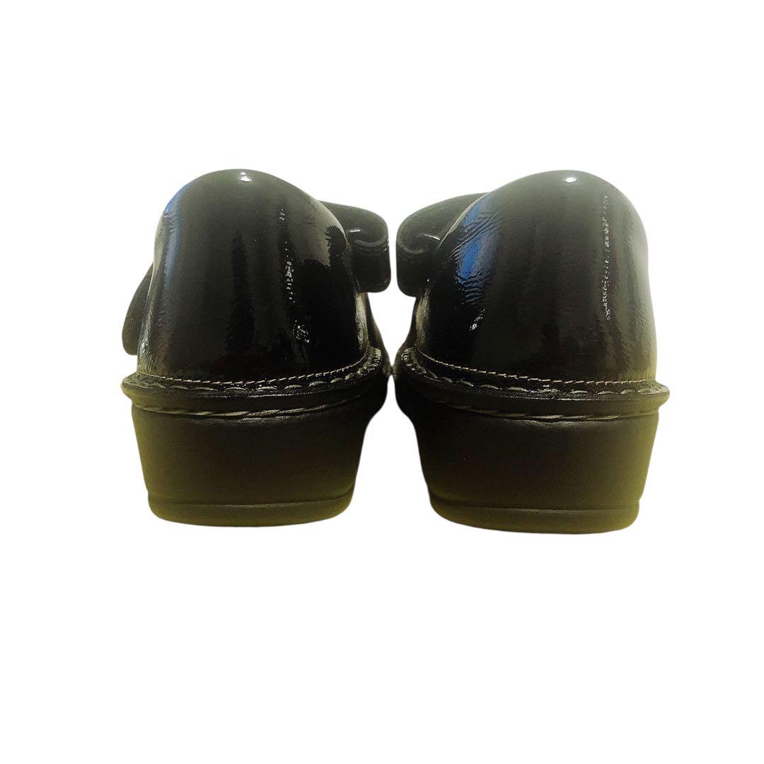 極美品 フィンコンフォート サンダル 黒 レザー エナメル 35D ほぼ未使用