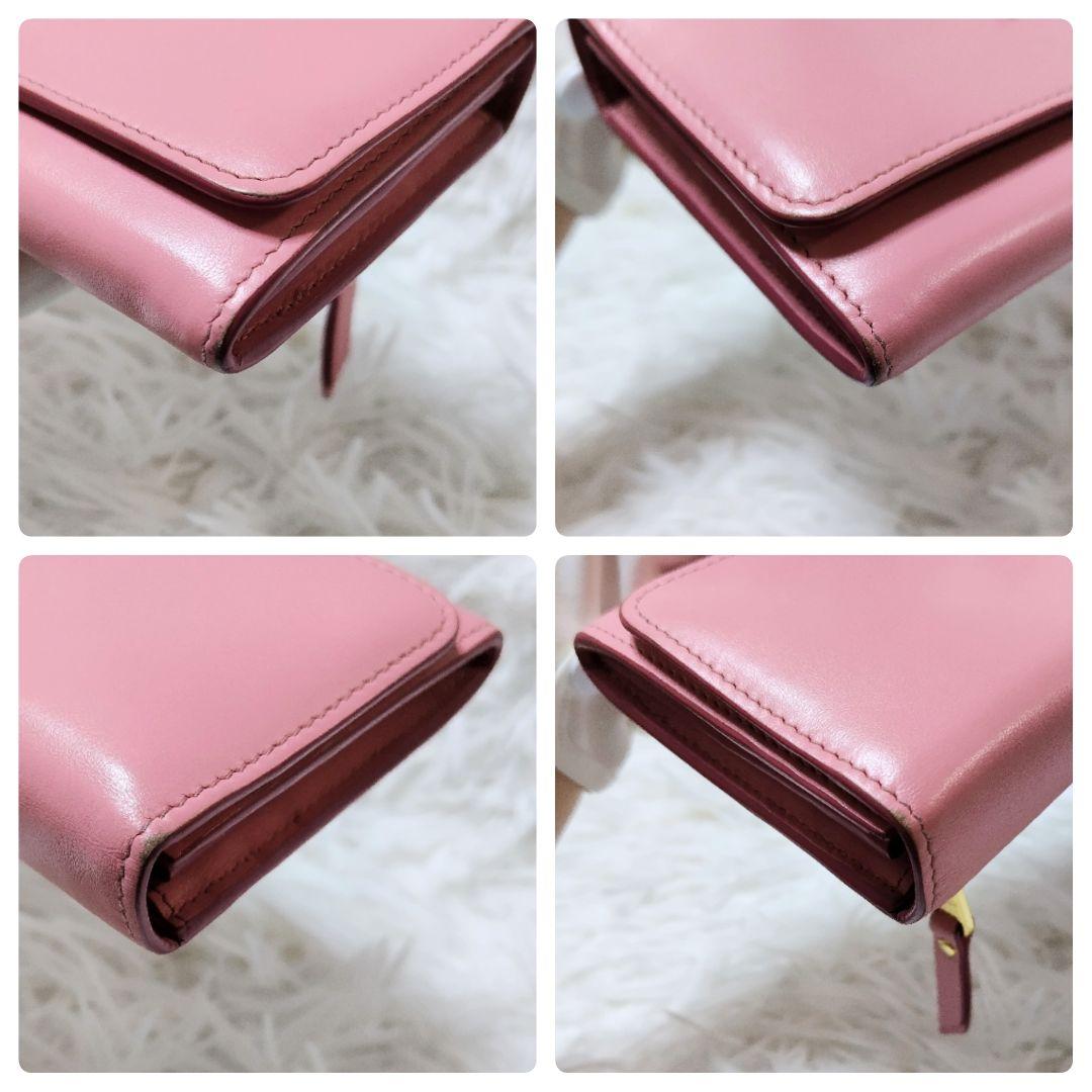 レア美品✨ミュウミュウ◇パスケース付きフラップ長財布りぼんバイカラーピンクグレー