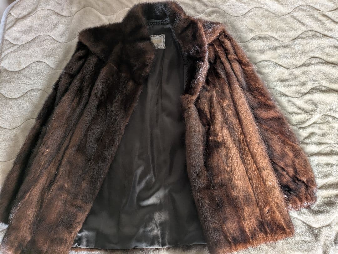 毛皮コート リアルファー ブラウン系 ハーフコート 11号 美品