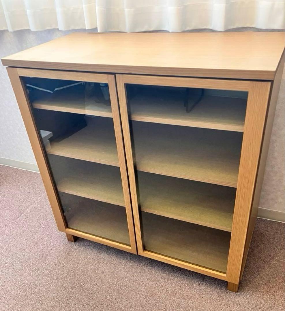 定価値下げ(^^)★稀少 廃盤★無印良品　脚付 ガラス扉キャビネット 送料込み