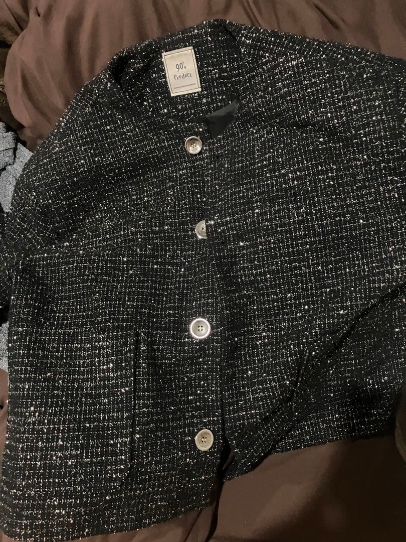 ジャケット・アウター ALUDE SELECT nocollar lame tweed jacket