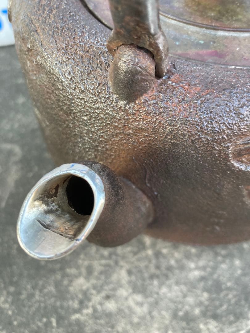 双龍　銀口　銀粒象嵌入り鉄瓶ジャンク