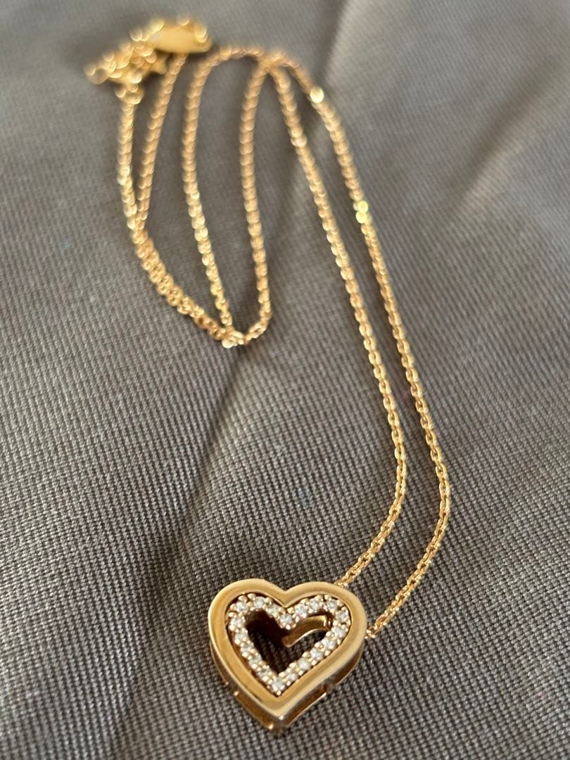 スタージュエリー限定K18 ダイヤ0.1ct ハートネックレス（チャーム着脱可）