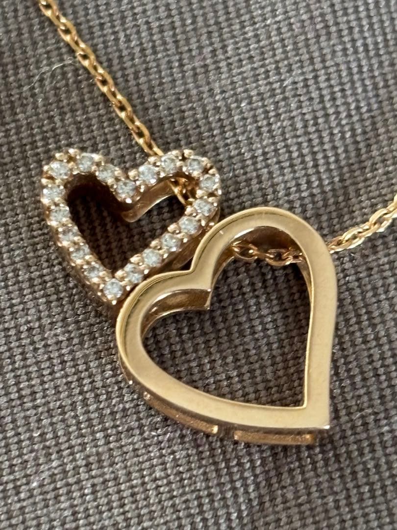 スタージュエリー限定K18 ダイヤ0.1ct ハートネックレス（チャーム着脱可）