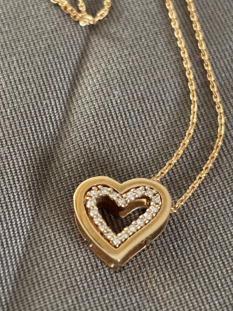 スタージュエリー限定K18 ダイヤ0.1ct ハートネックレス（チャーム着脱可）