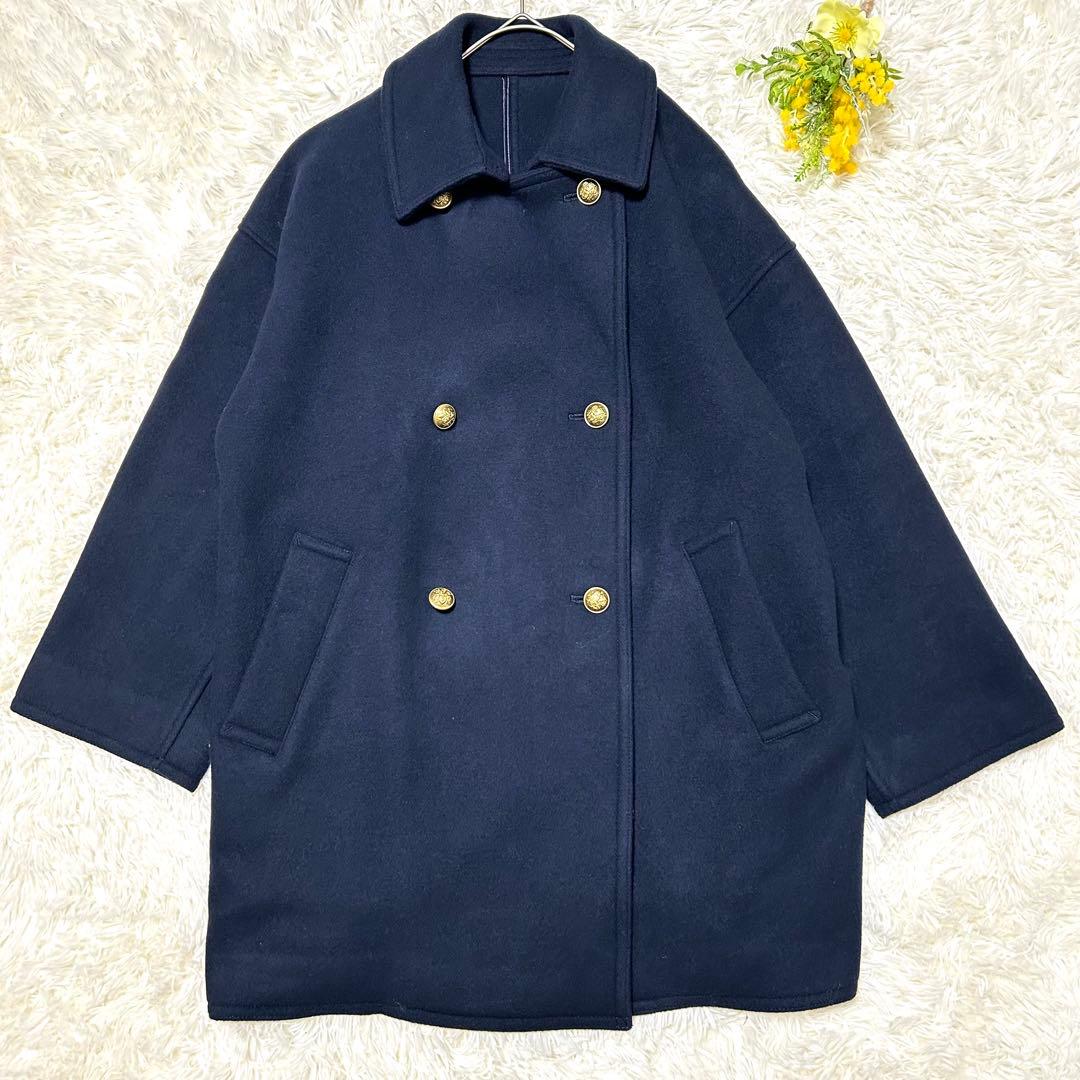 フレームワーク　Super 100ダブルクロスPコート　ネイビー　M 金ボタン