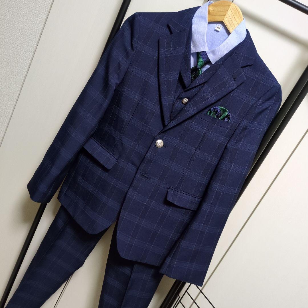 WONDER FACTORY ネイビー チェック柄 スーツ 160A