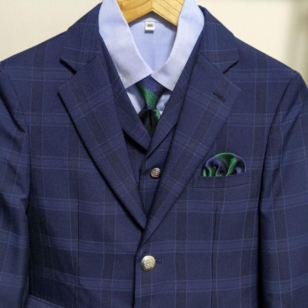 WONDER FACTORY ネイビー チェック柄 スーツ 160A