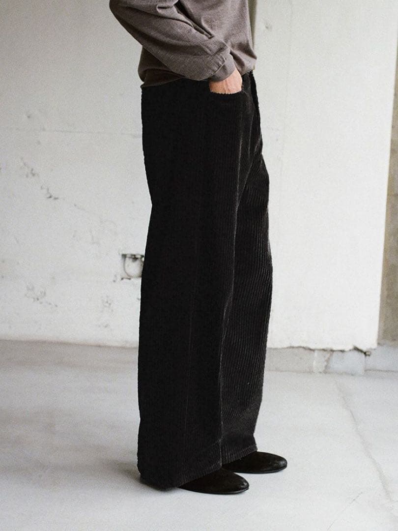 パンツ LIDNM Wide Ridge Washed Corduroy BLACK