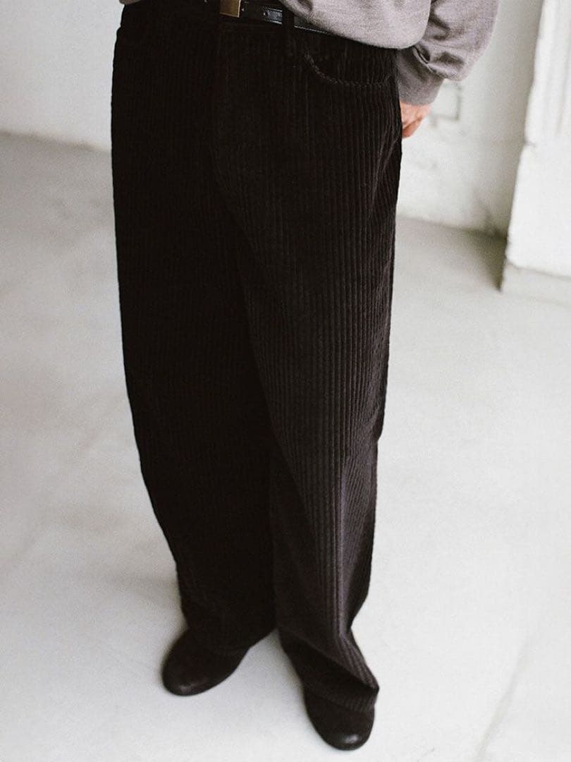 パンツ LIDNM Wide Ridge Washed Corduroy BLACK