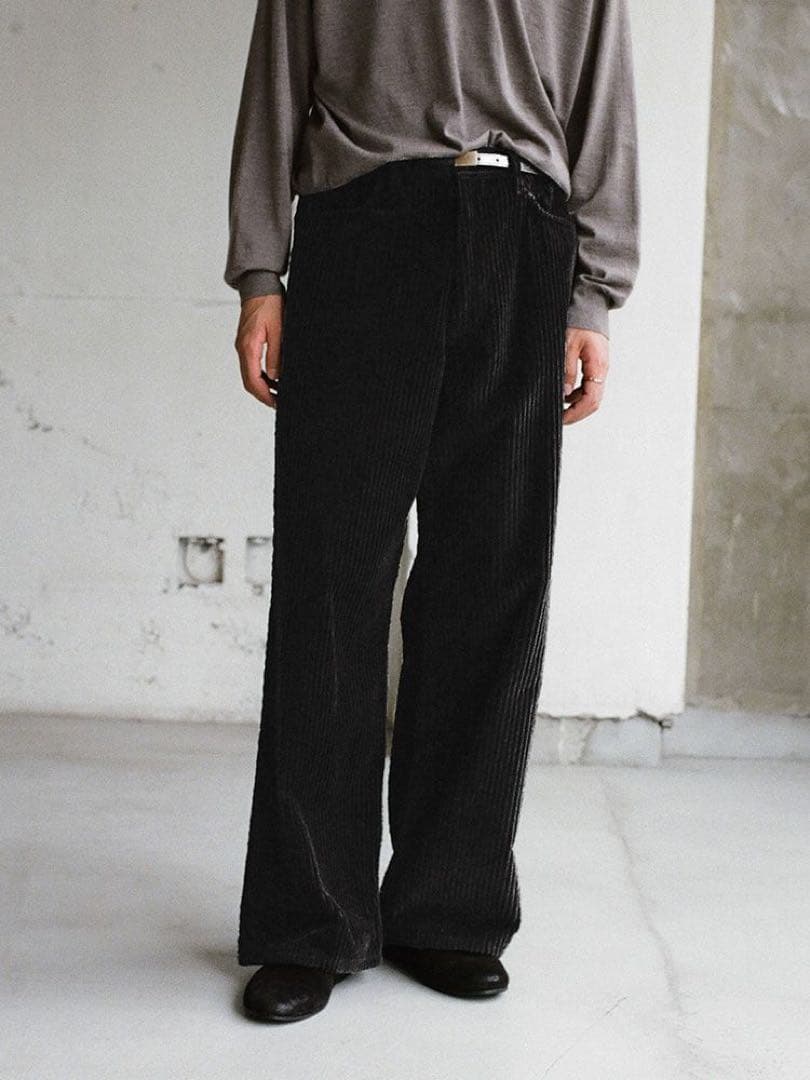 パンツ LIDNM Wide Ridge Washed Corduroy BLACK