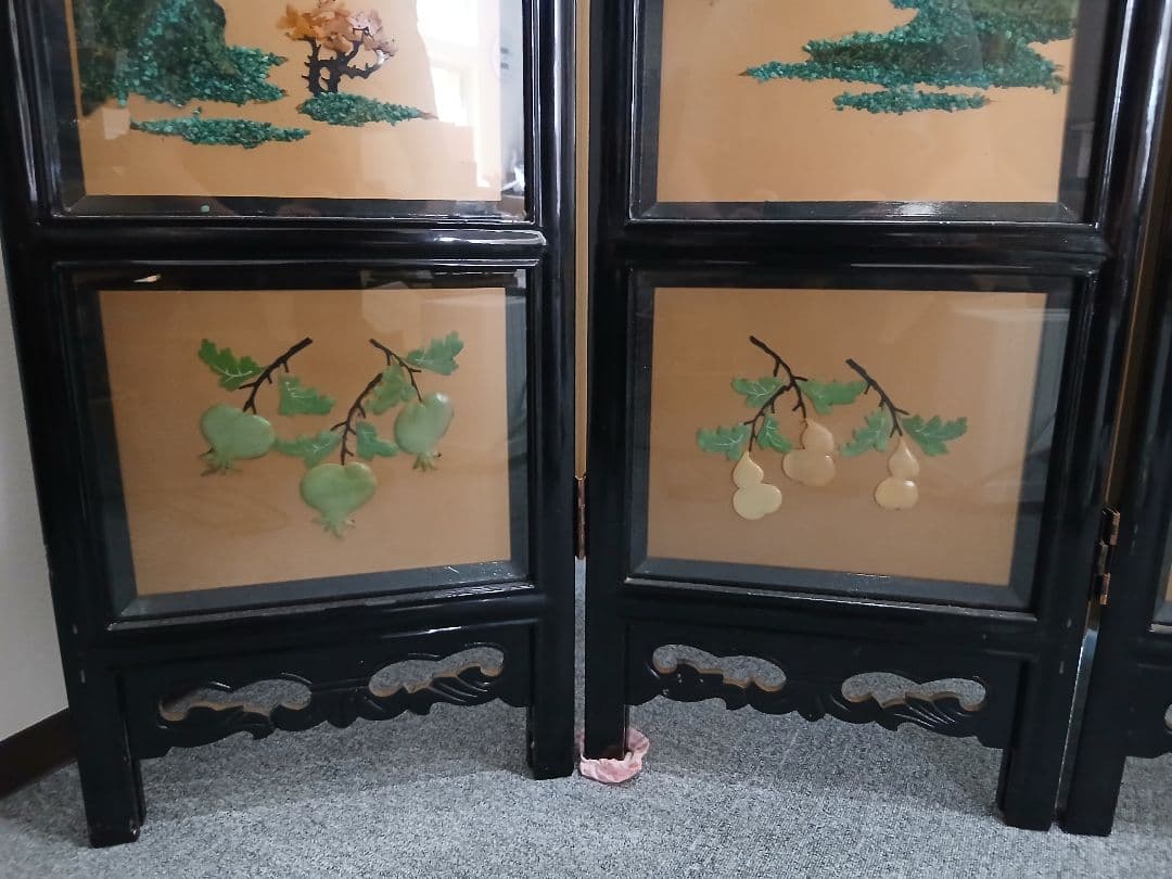 中国漆塗り 屏風 折り畳み衝立