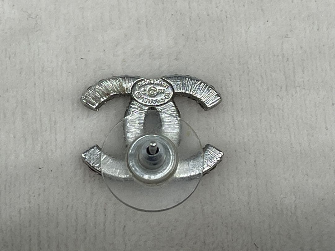 Chanel シャネル CC ロゴ スタッド ピアス クリスタル シルバー