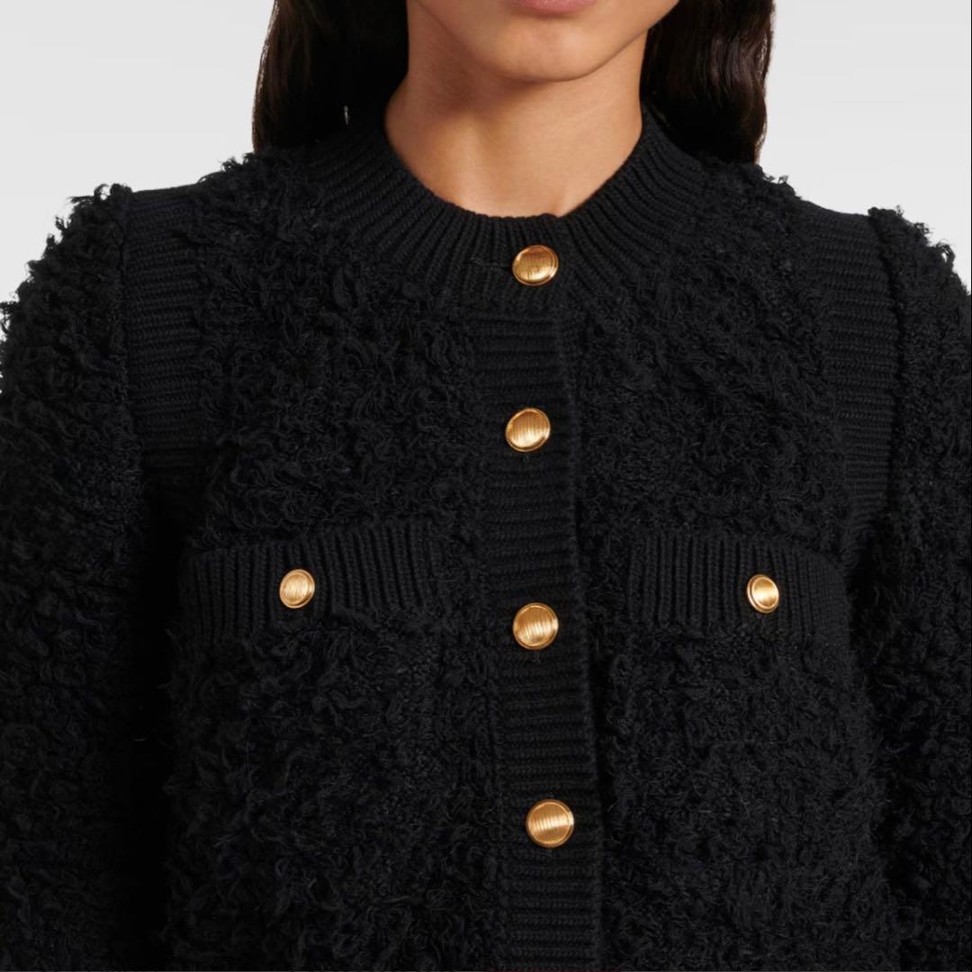 Chloé 25SS モヘア カシミヤ混 クロップド丈 カーディガン 金ボタン