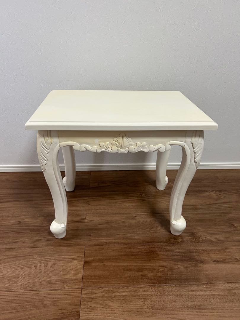 ホワイト　木製サイドテーブル　3点セット　ネストテーブル　カフェテーブル