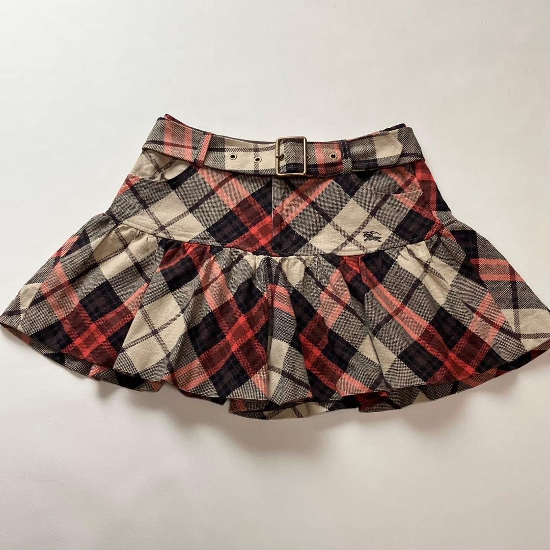 バーバリーブルーレーベル　キュロットスカート　ベルト　ノバチェック　36