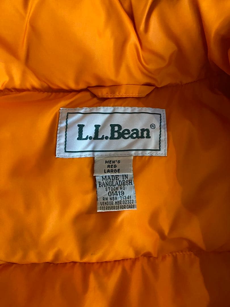 美品マンゴーオレンジ エルエルビーン グースダウンベスト