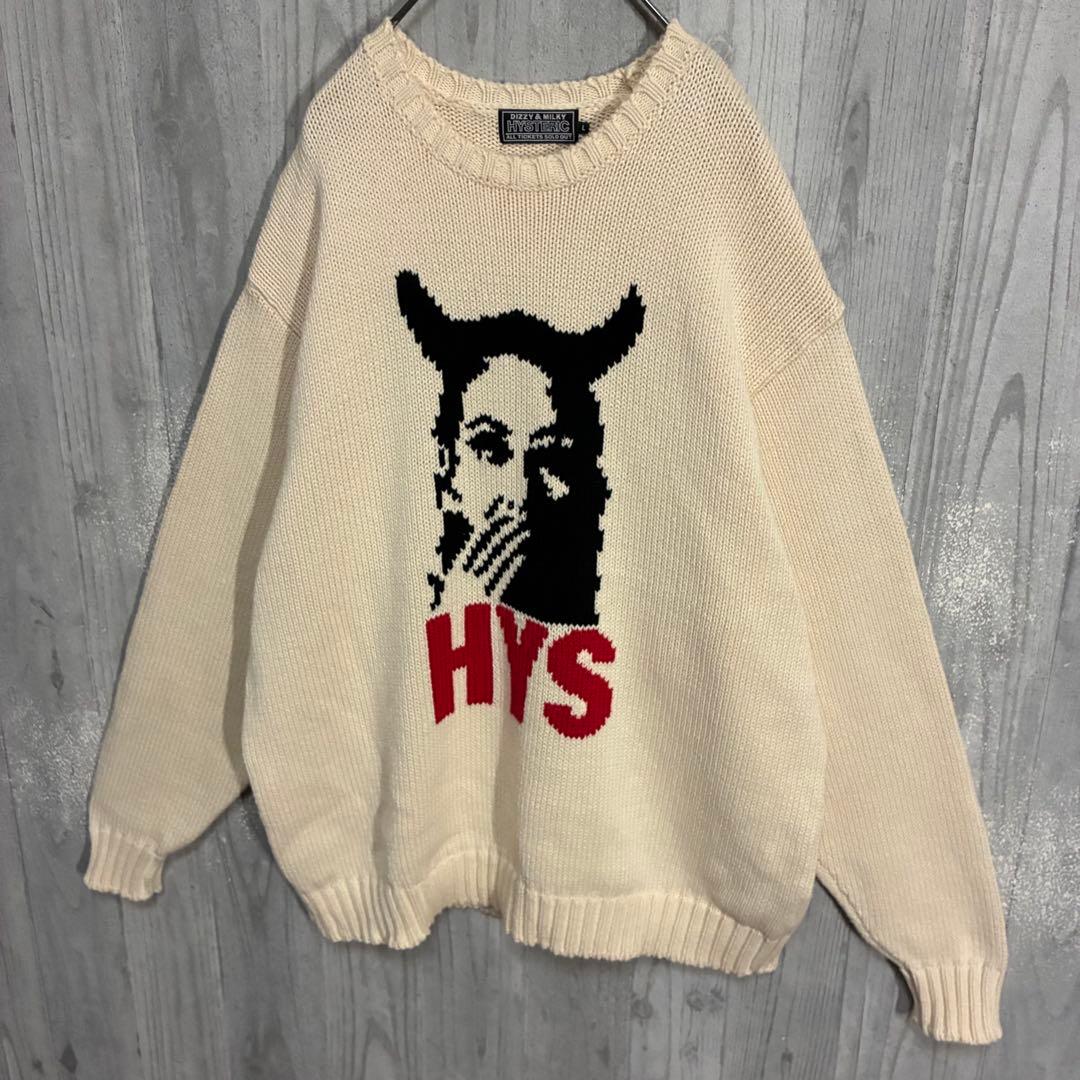 【最高デザイン】ヒステリックグラマー　デビルガールロゴ　コットンニット　L