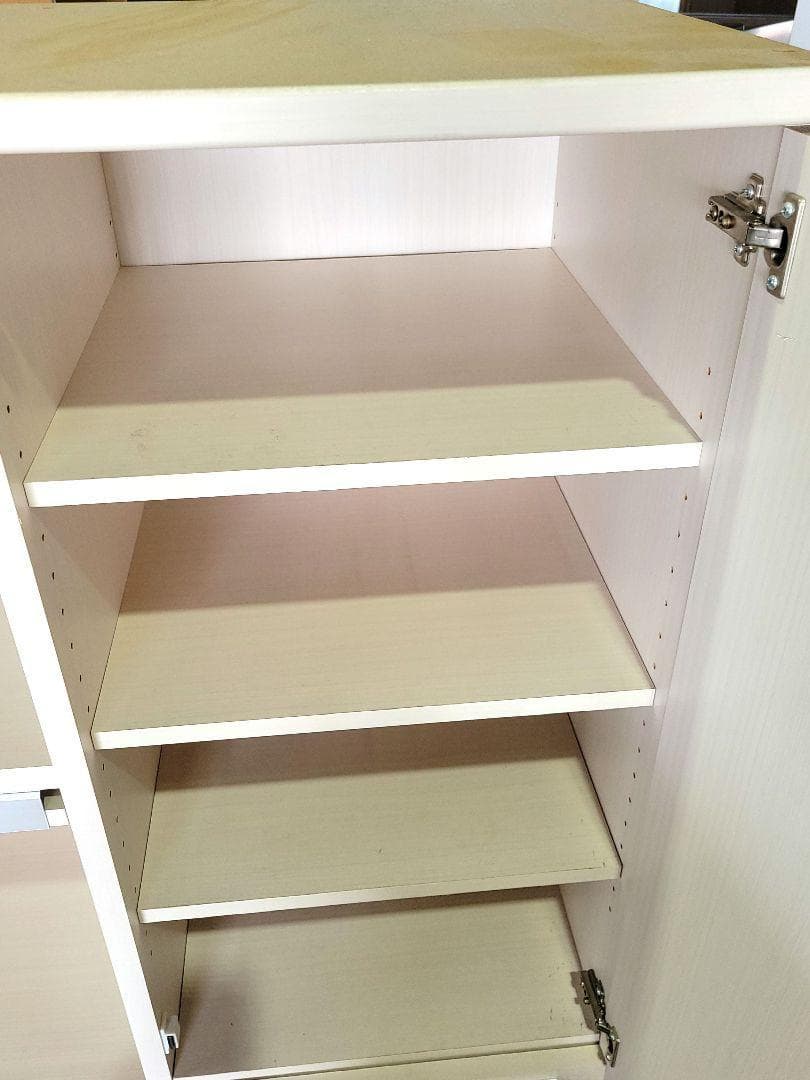 レンジボード フラップ扉収納付き キッチンボード ホワイト　食器棚