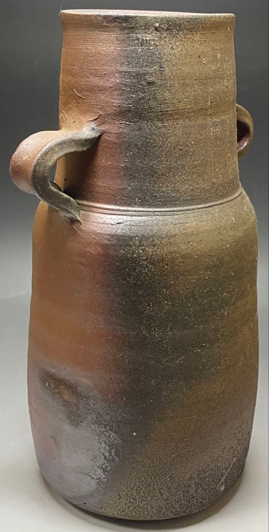 人間国宝　藤原雄　鵬雲斎書付　備前手付花器　大作30cm 　chi399