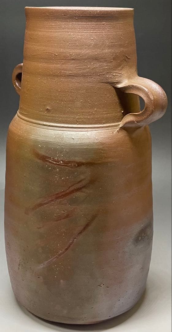 人間国宝　藤原雄　鵬雲斎書付　備前手付花器　大作30cm 　chi399