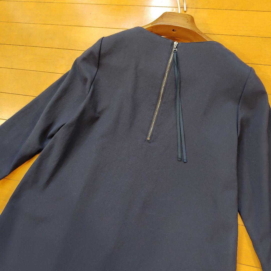 真*君様 レリアン 近年モデルネイビー Vネック Aライン ワンピース 七分袖9