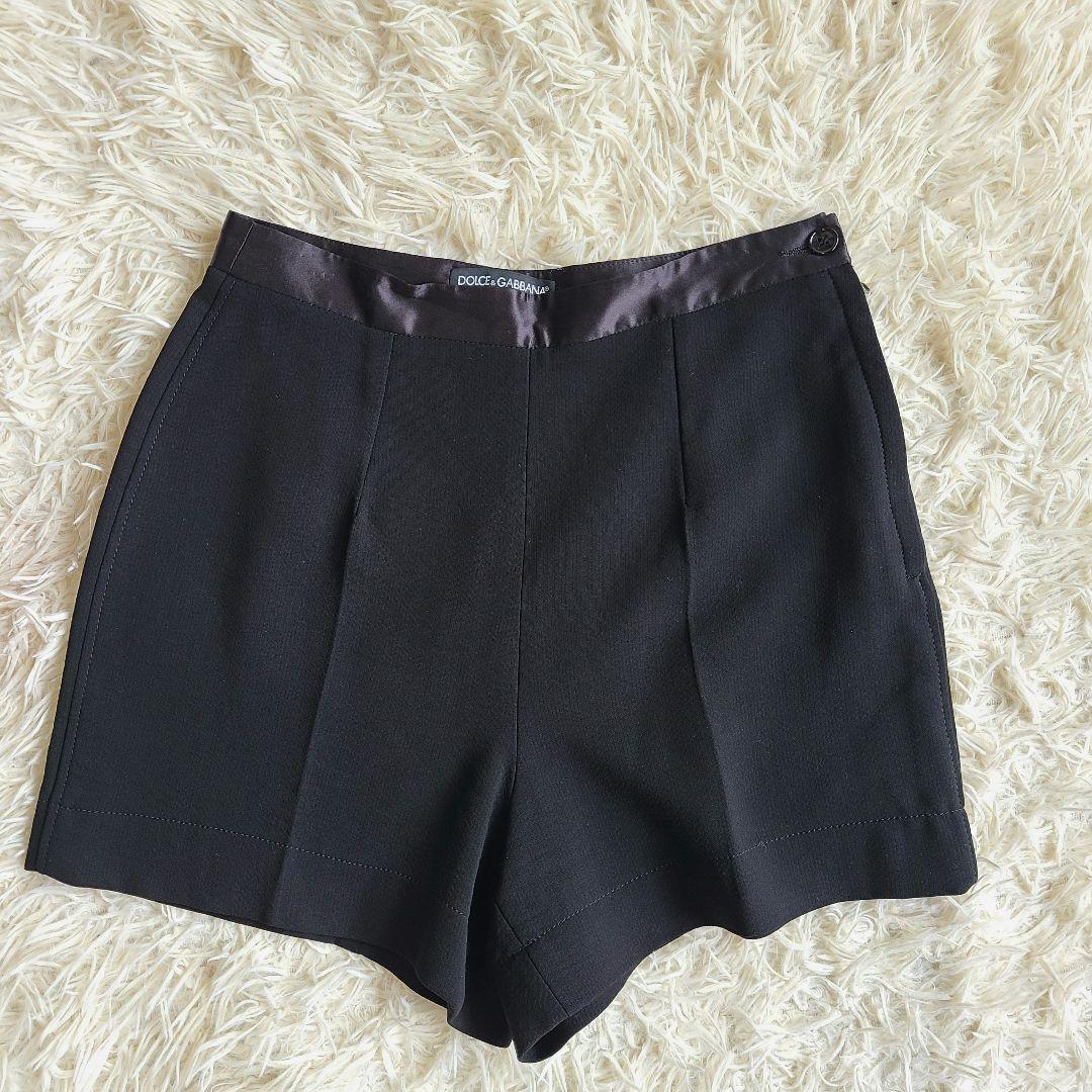 極美品✨L ドルチェアンドガッバーナ ショートパンツ 春夏 ブラック サテン