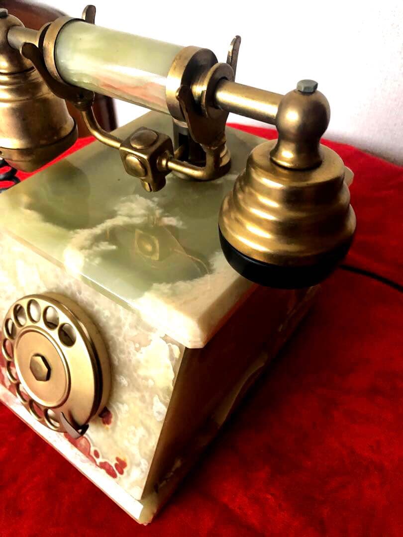アンティーク　大理石　電話　昭和　レトロ　ダイヤル