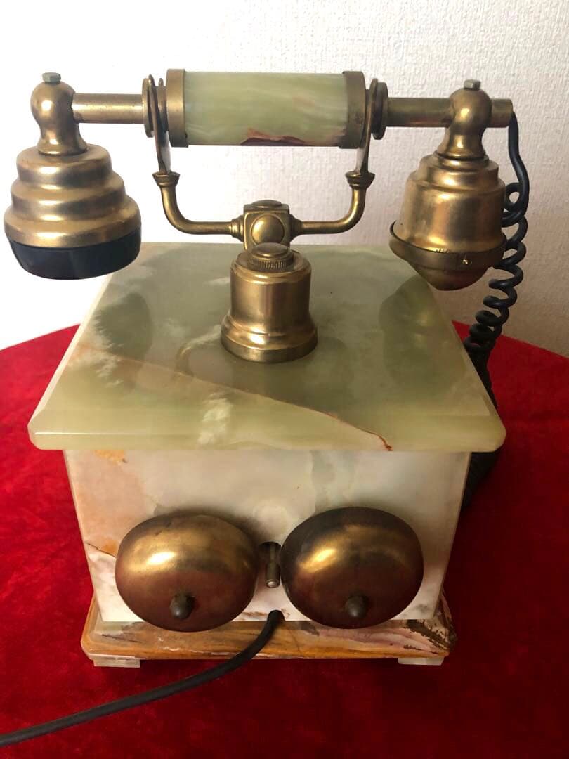 アンティーク　大理石　電話　昭和　レトロ　ダイヤル