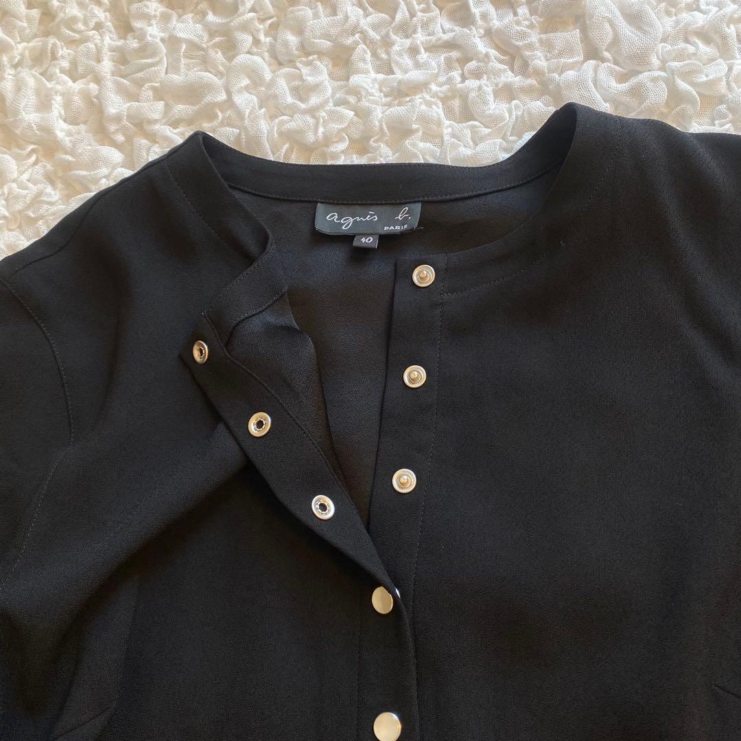 アニエスベー プレッション ロングカーディガン 40 L ブラック ワンピース