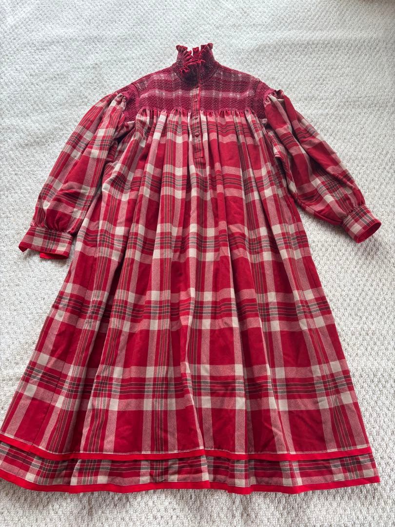 専用 KENZO　ワンピース 赤と白のチェック柄長袖ワンピース